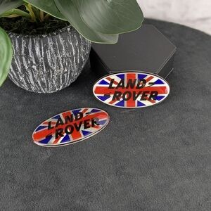 (2) Land Rover Union Jack British flag grille emblems badges nameplate decals
